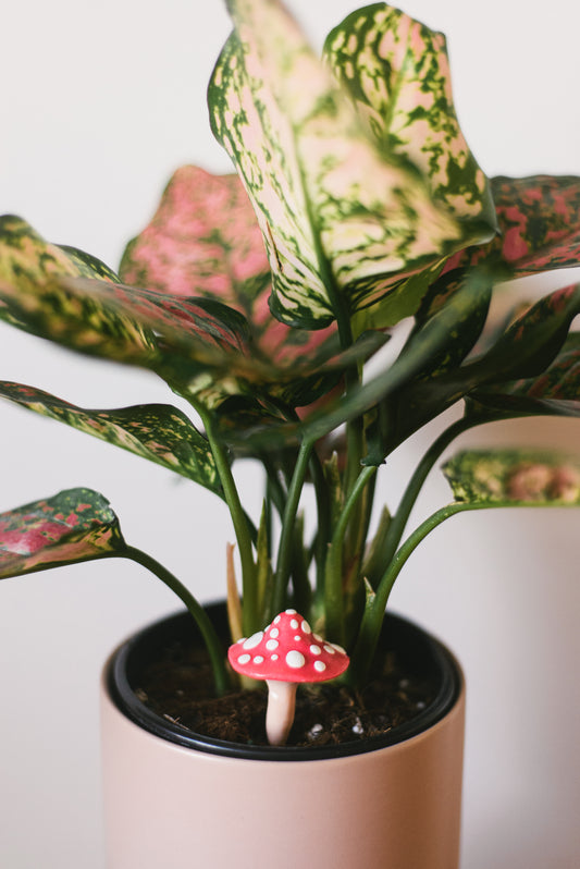 Magenta Glitter Mushroom Plant Decoration